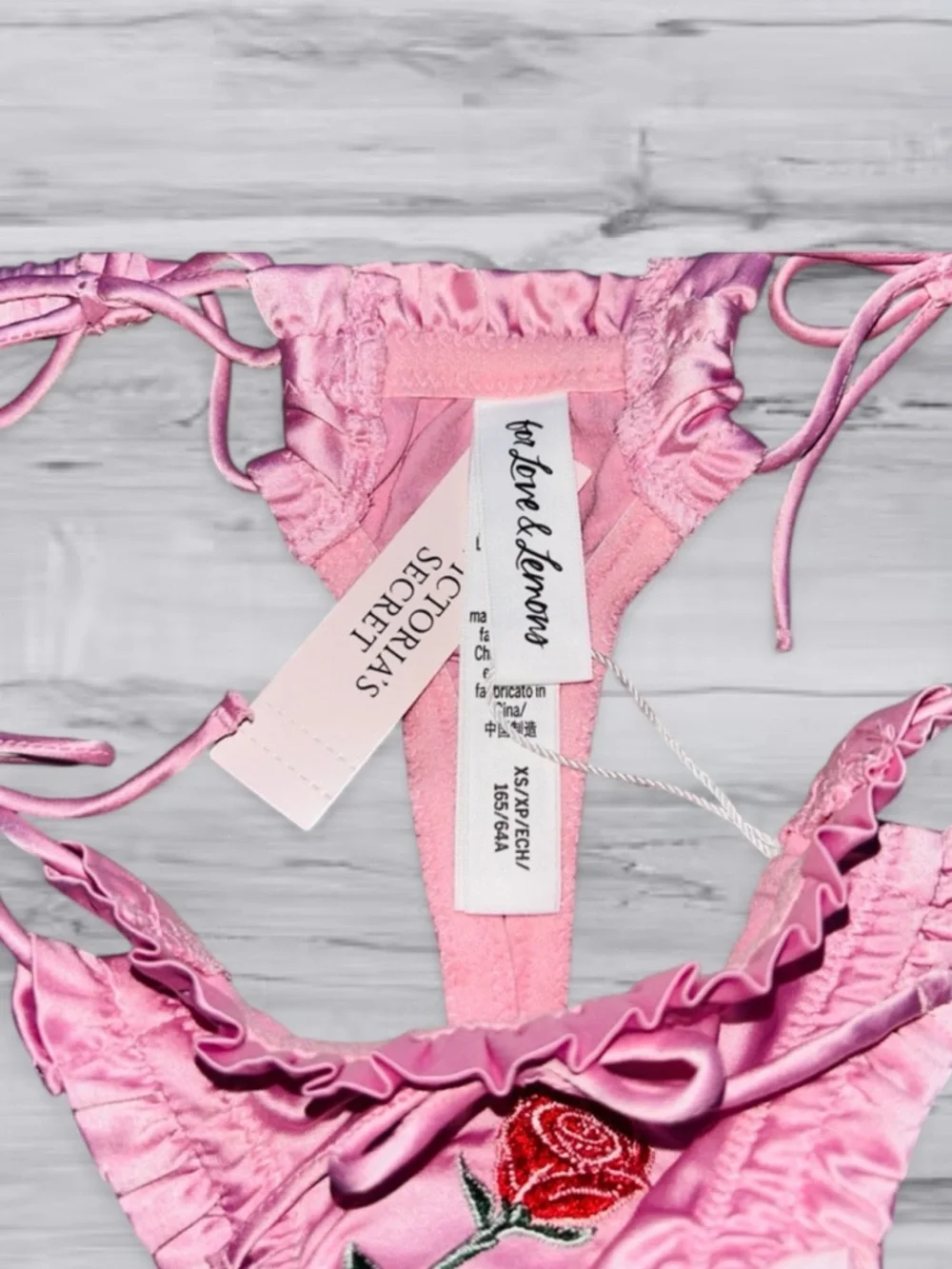 🆕💕🍋 For Love & Lemons Rose Coquette Set Victoria Secret XS NWT🌹